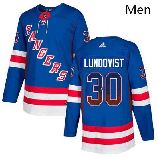 Mens Adidas New York Rangers 30 Henrik Lundqvist Authentic Royal Blue Drift Fashion NHL Jersey